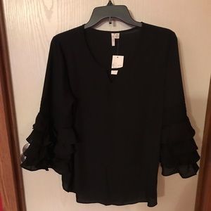 Black Silky 100% polyester blouse